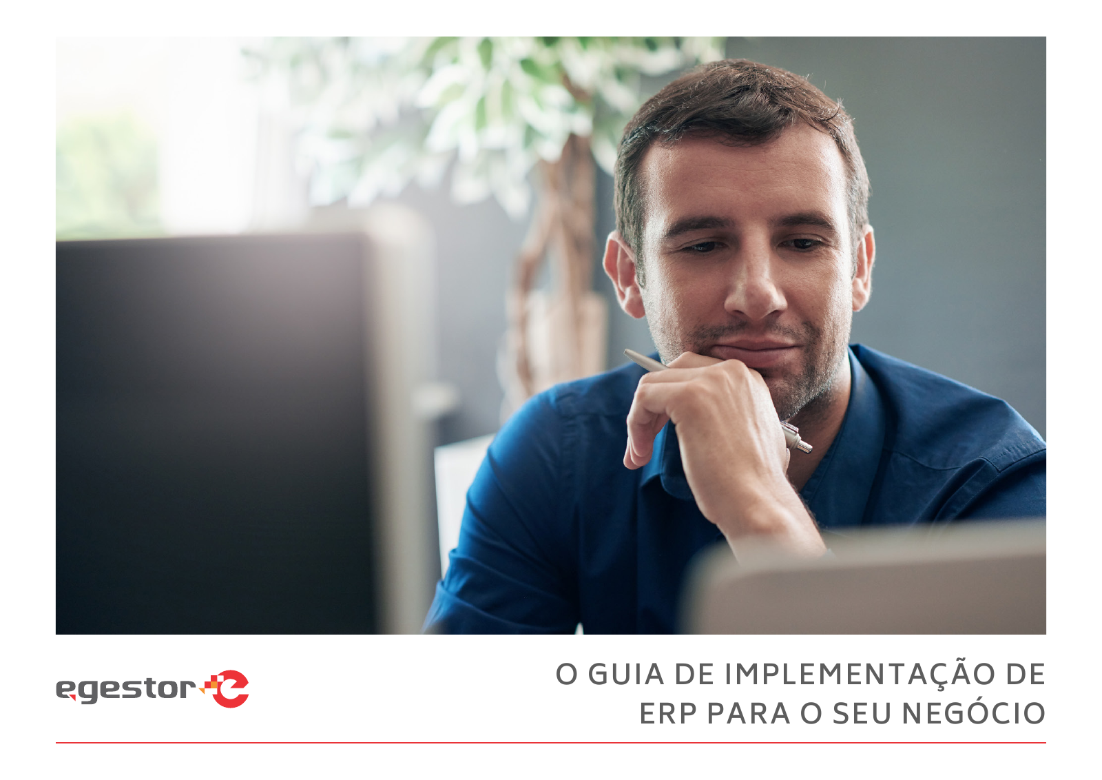 Capa do e-book O guia de implementação de ERP para o seu negócio, do eGestor