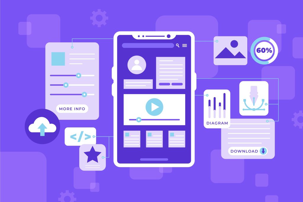 Fundo de ui ux de design plano ilustrado - API