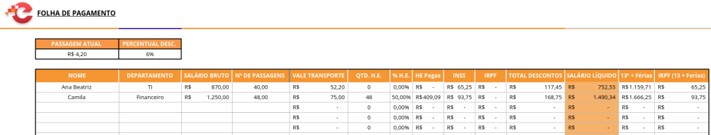 modelo de planilha de folha de pagamento