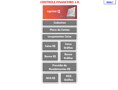 Imagem 1 - Menu da planilha de controle financeiro. Imagem 1 - Menu da planilha de controle financeiro - Planilha Financeira
