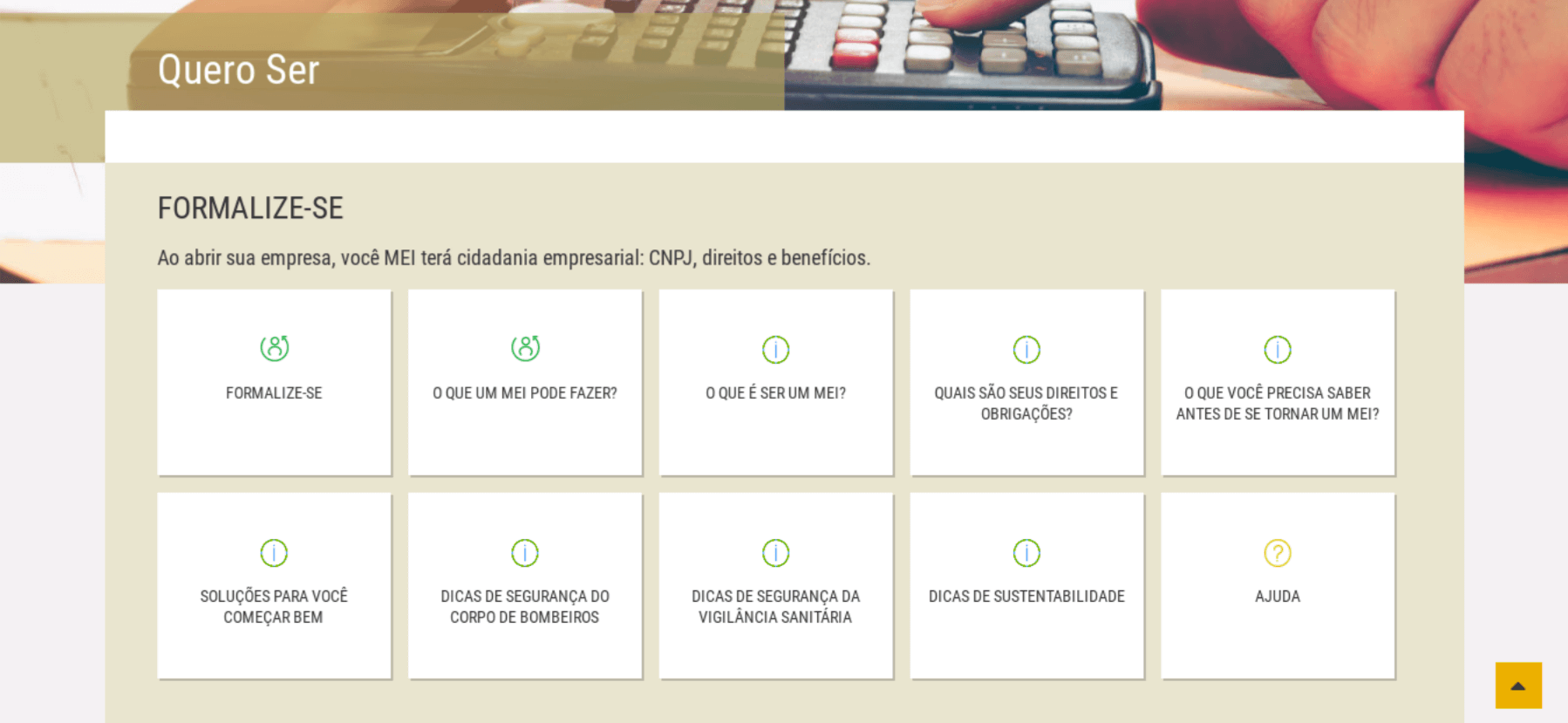 Imagem 2 - Segunda página do Portal do Empreendedor-MEI do Sebrae.